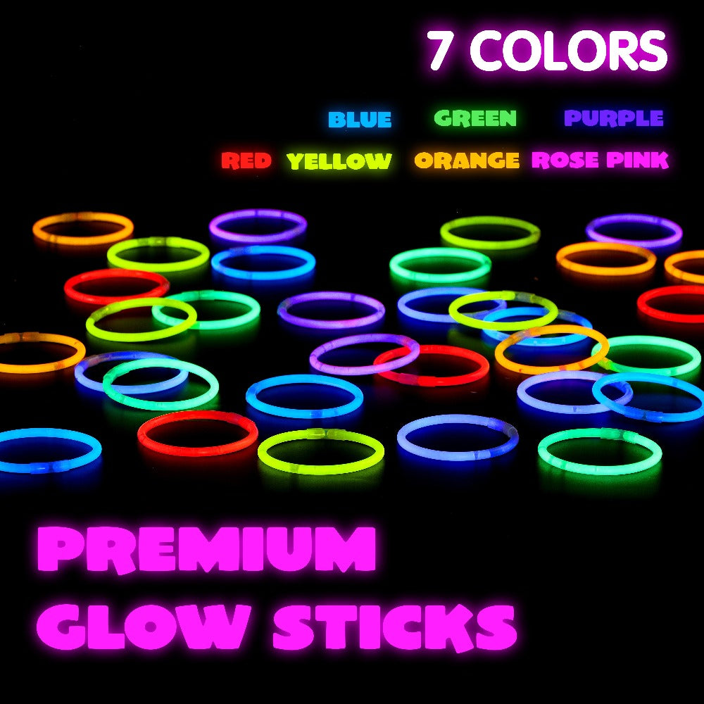 144-Piece 8-Inch Glow Stick Party Pack in Seven Pictured Colors with Bracelet and Necklace Connectors — image 7