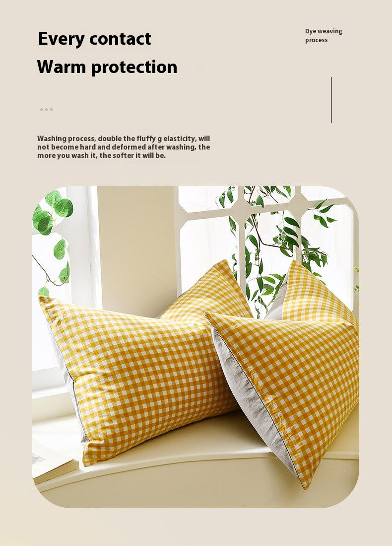 Washed Cotton Pillowcase Yarn-dyed Double-piece Types A And B Single Pillowcase