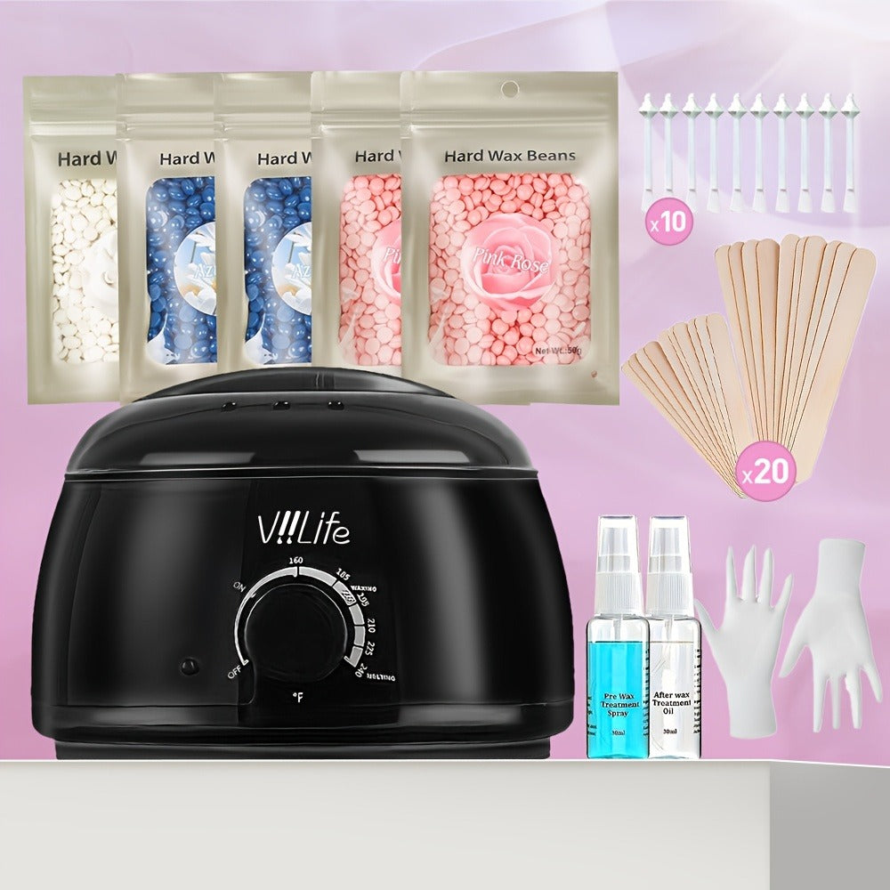 Wax Warmer Hair Removal Kit, 46-Piece Home Waxing Set with 5 Bags Wax Beans, Full Body Hair Removal — image 3