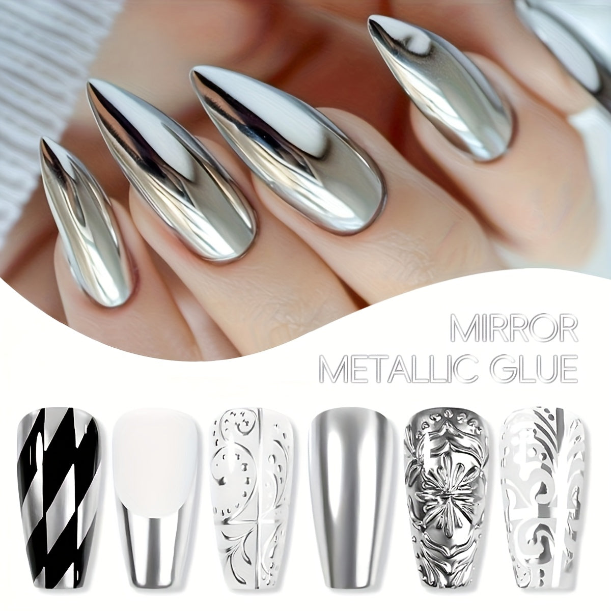 Mirror Metallic Silver Nail Art Gel in XEIJAYI Electroplating-Style Bottle with Cap-Mounted Detail Brush — image 13