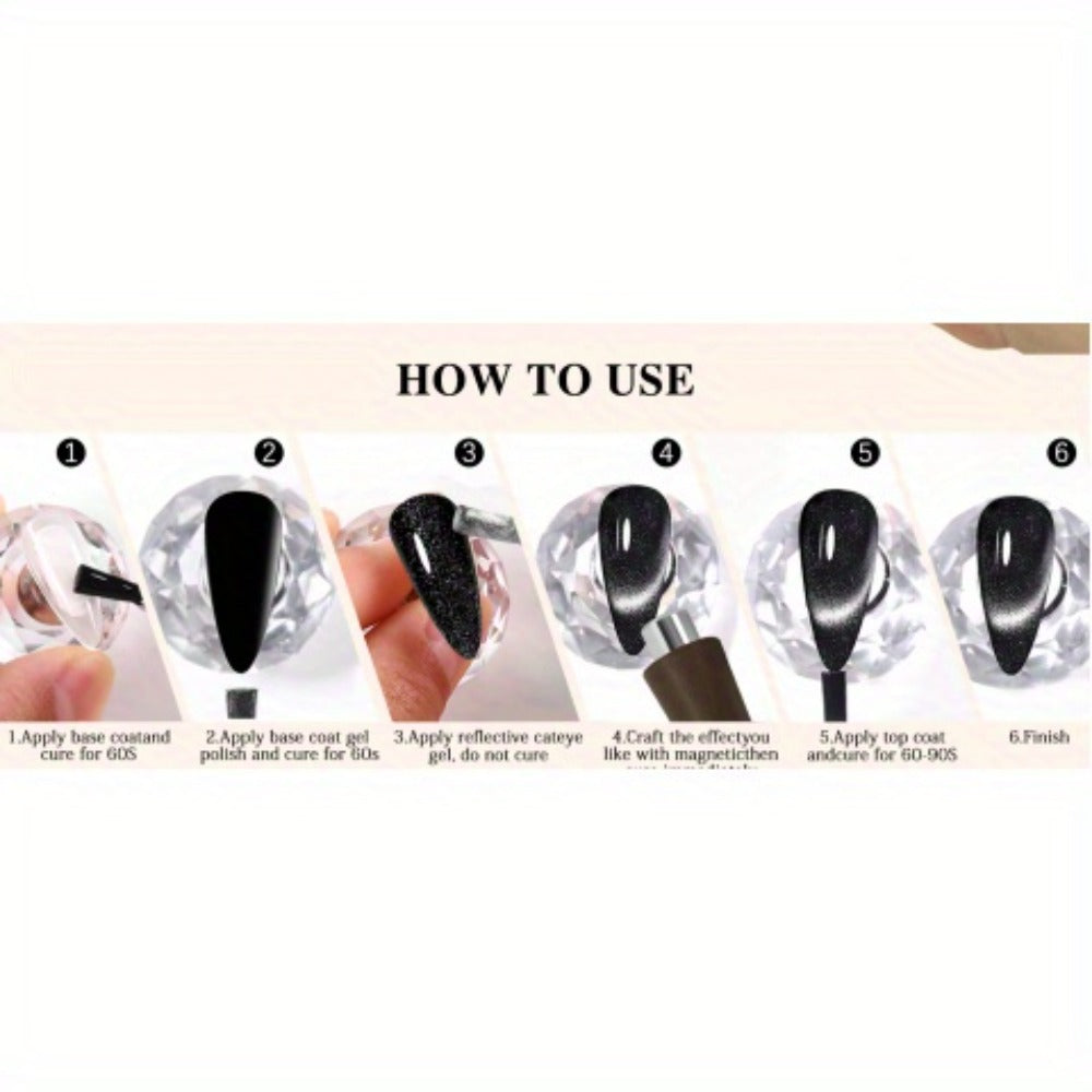 4-in-1 Y-Shaped Cat Eye Nail Magnet Stick Double Head – Heart & Multi-Pattern Magnetic Tool for Cat Eye Gel Polish Nail Art —