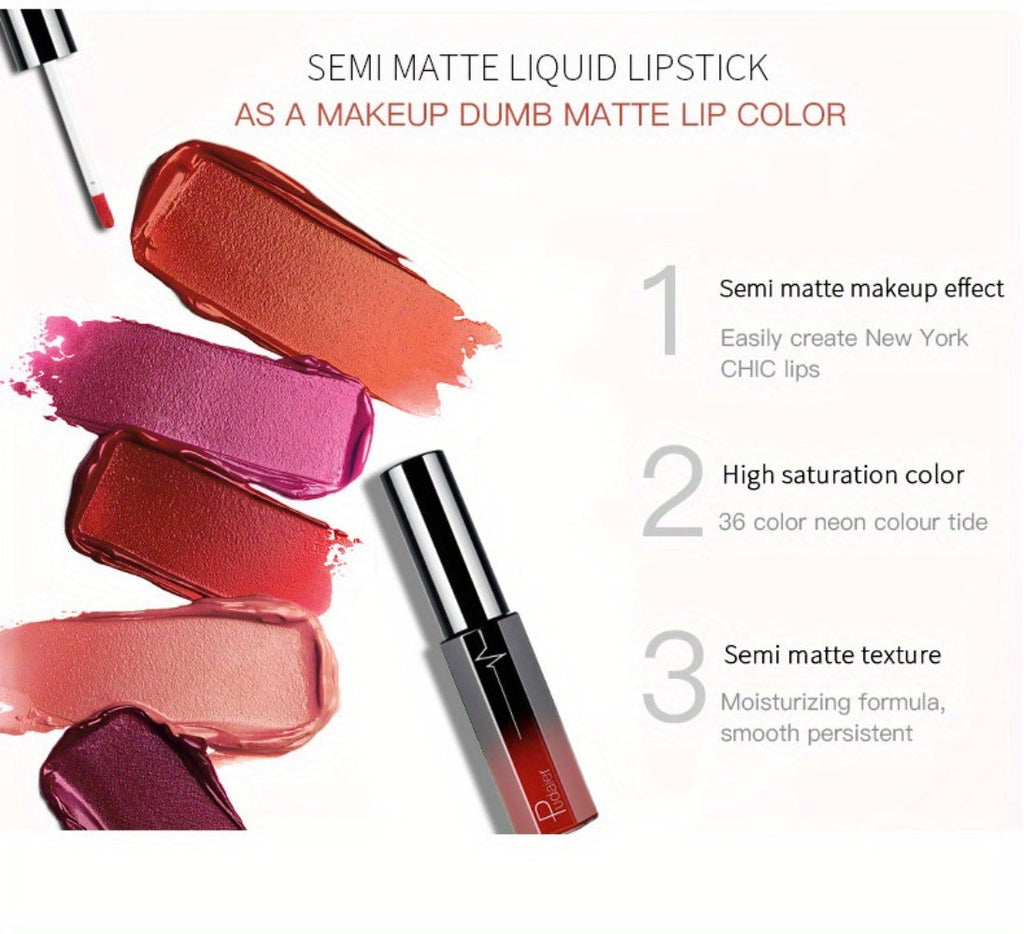 Semi-Matte Liquid Lip Color in Six Numbered Shades with 9.3cm Gradient Tube and Wand Applicator — image 18