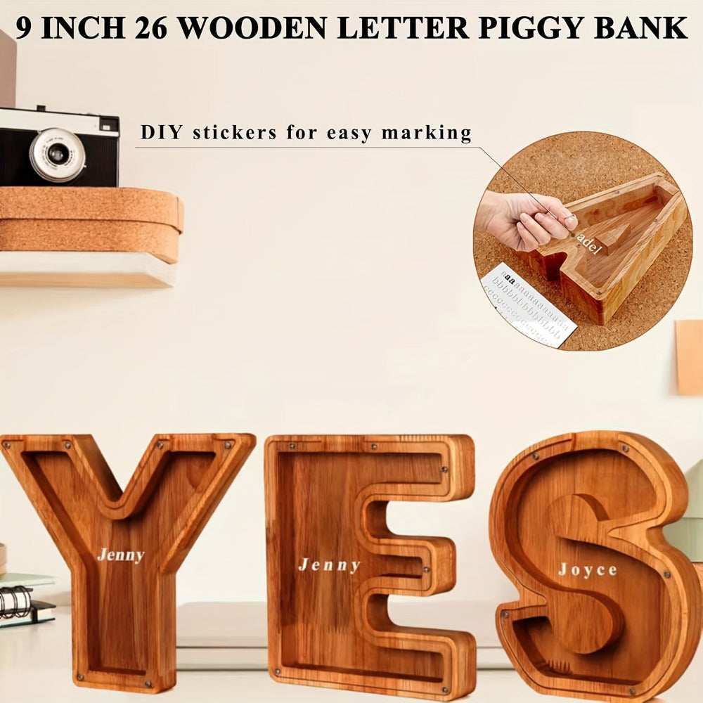 Wooden Letter Penny Bank – Alphabet Coin Bank Savings Box for Kids & Adults, Personalized Money Bank Birthday Gift — image 15