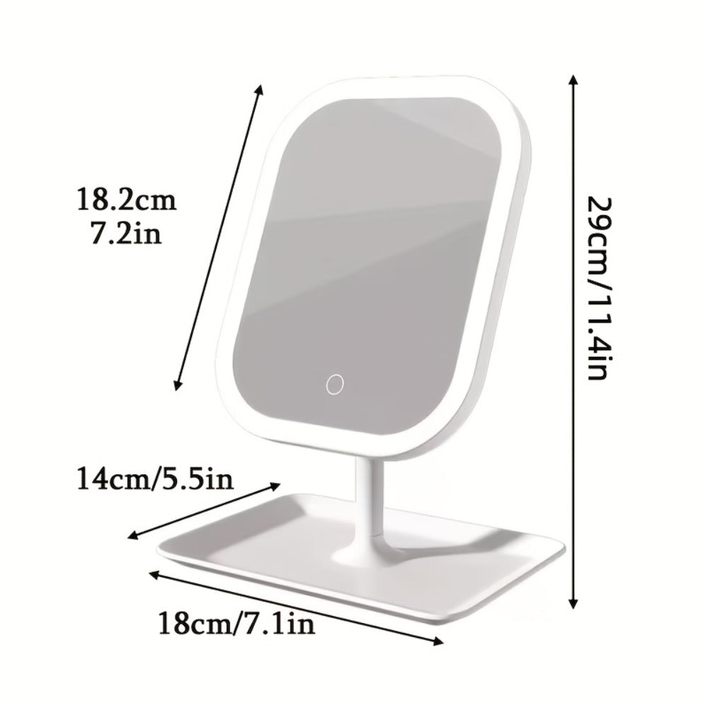 LED Makeup Mirror with Lights Rechargeable, Foldable Lighted Vanity Mirror 3 Color Modes Touch Dimming Portable Stand — image