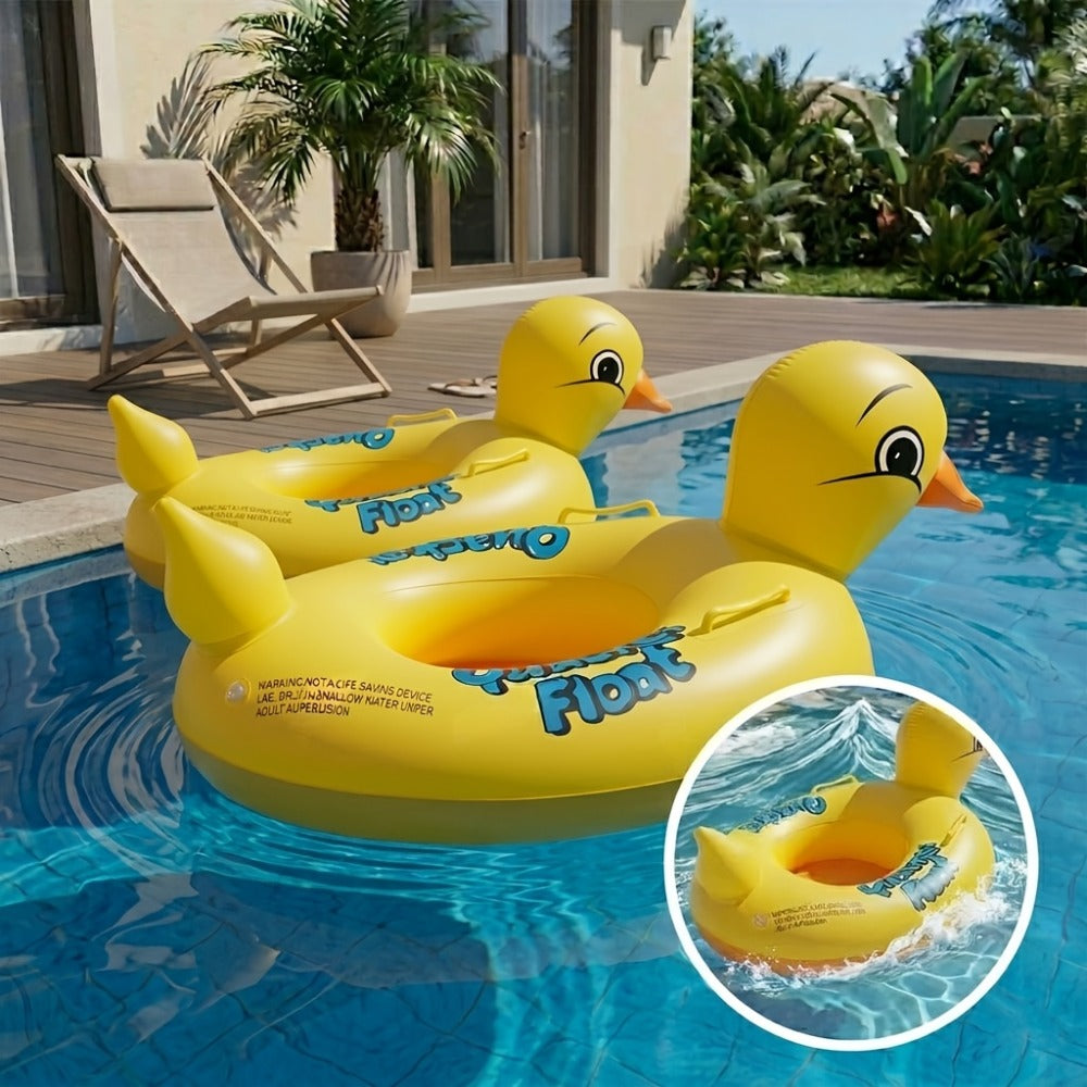 Pool Float Duck-Shaped Ring with Two Built-In Handles and One, Two or Four-Piece Pack Selections — image 6