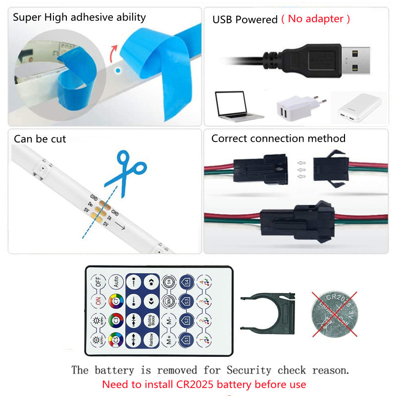 RGB Color-changing 5V Magic USB Light Strip