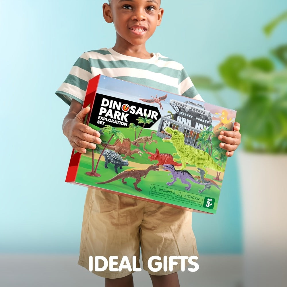 Dinosaur Toys for Kids 19pcs with Play Mat & Storage Cage, Realistic Dinosaur Figures Playset for Boys Girls Ages 3+ — image 