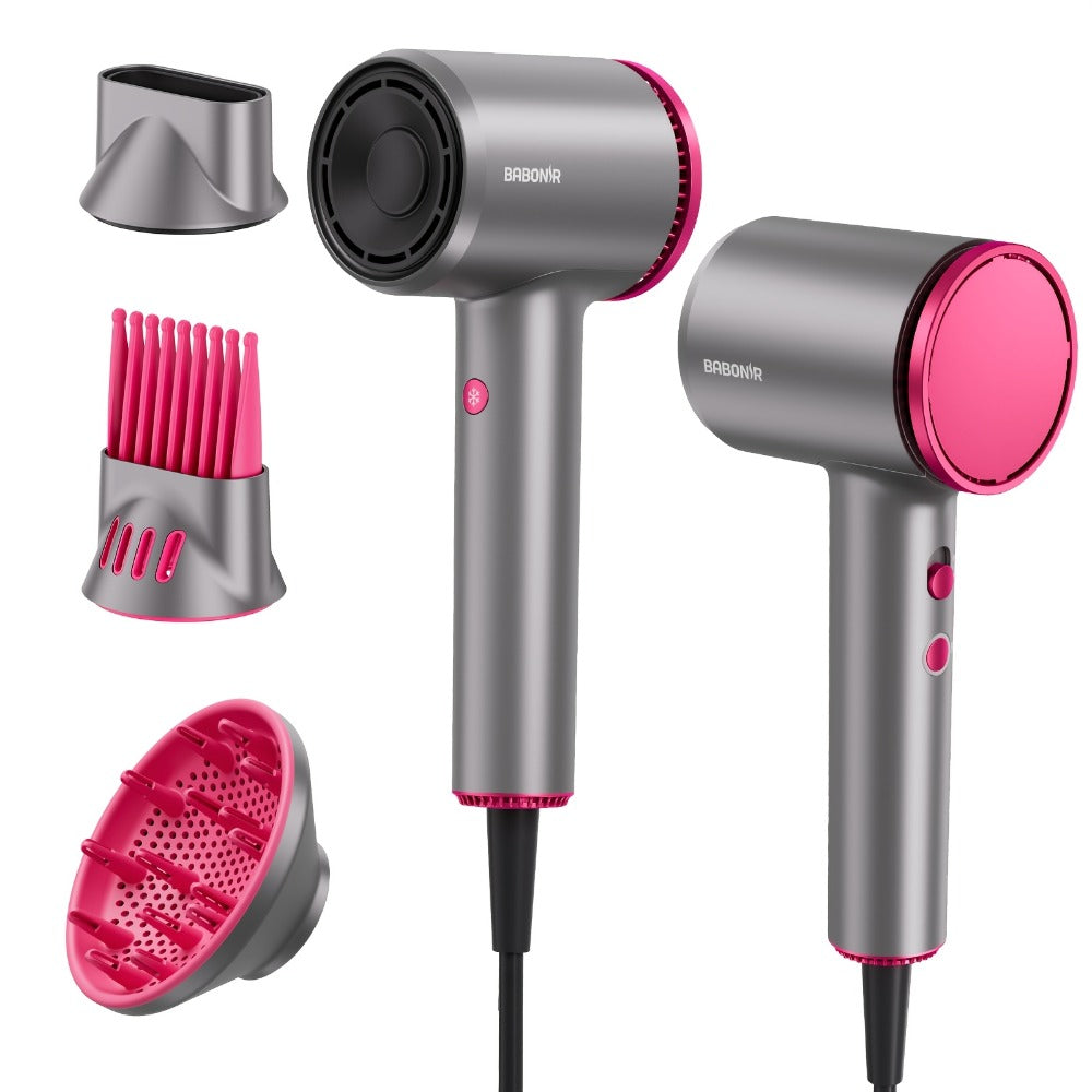 FZ201-Style 1875W Hair Dryer with Circular Rear Intake, Gray or White Finish and Three Pictured Attachments — image 2