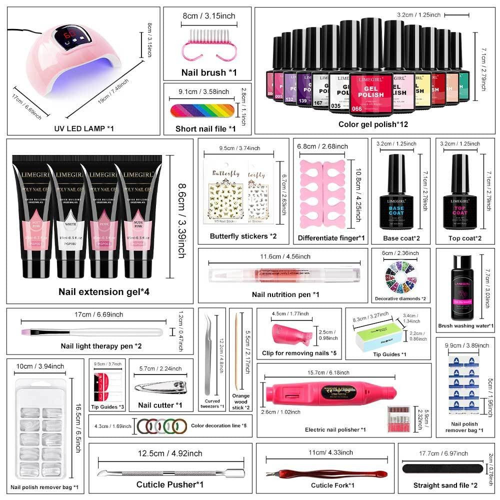Gel Nail Polish Kit with UV Lamp & Electric Nail Drill – 12 Colors Gel Polish Set, Poly Extension Gel, Top & — image 2