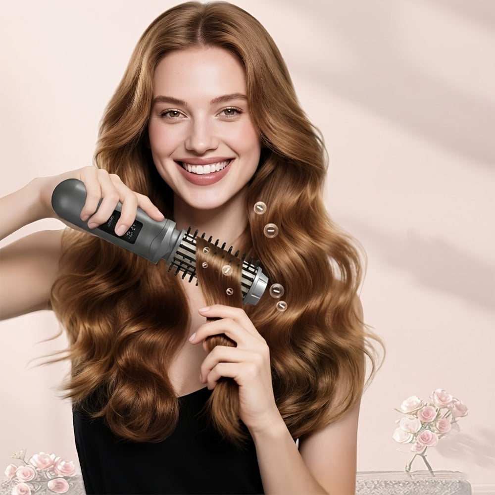 Cordless Hair Curler Brush 2-in-1 Straightener – Rechargeable Wireless Auto Curling Iron, for Home, Travel and Salon Hair Sty