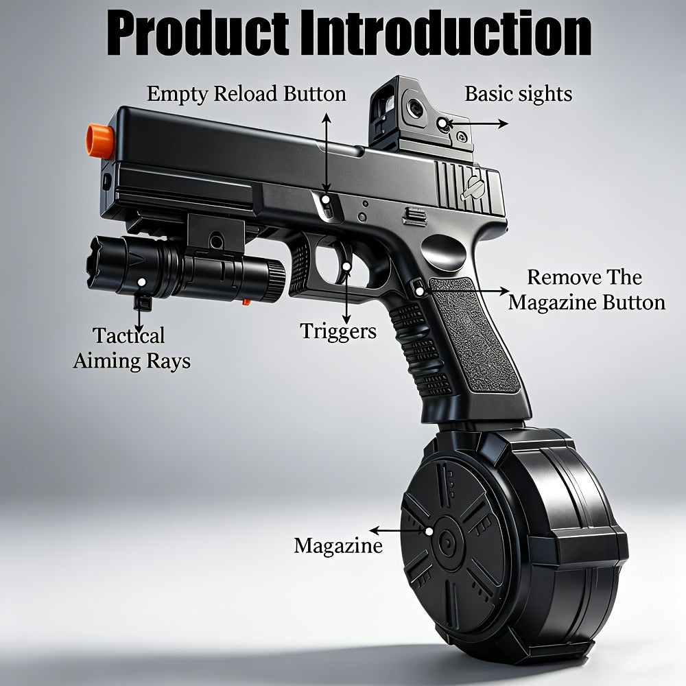 Black Electric Gel Blaster Set with Three Magazine Styles, Sight, Flashlight, Goggles and Charging Cable — image 3