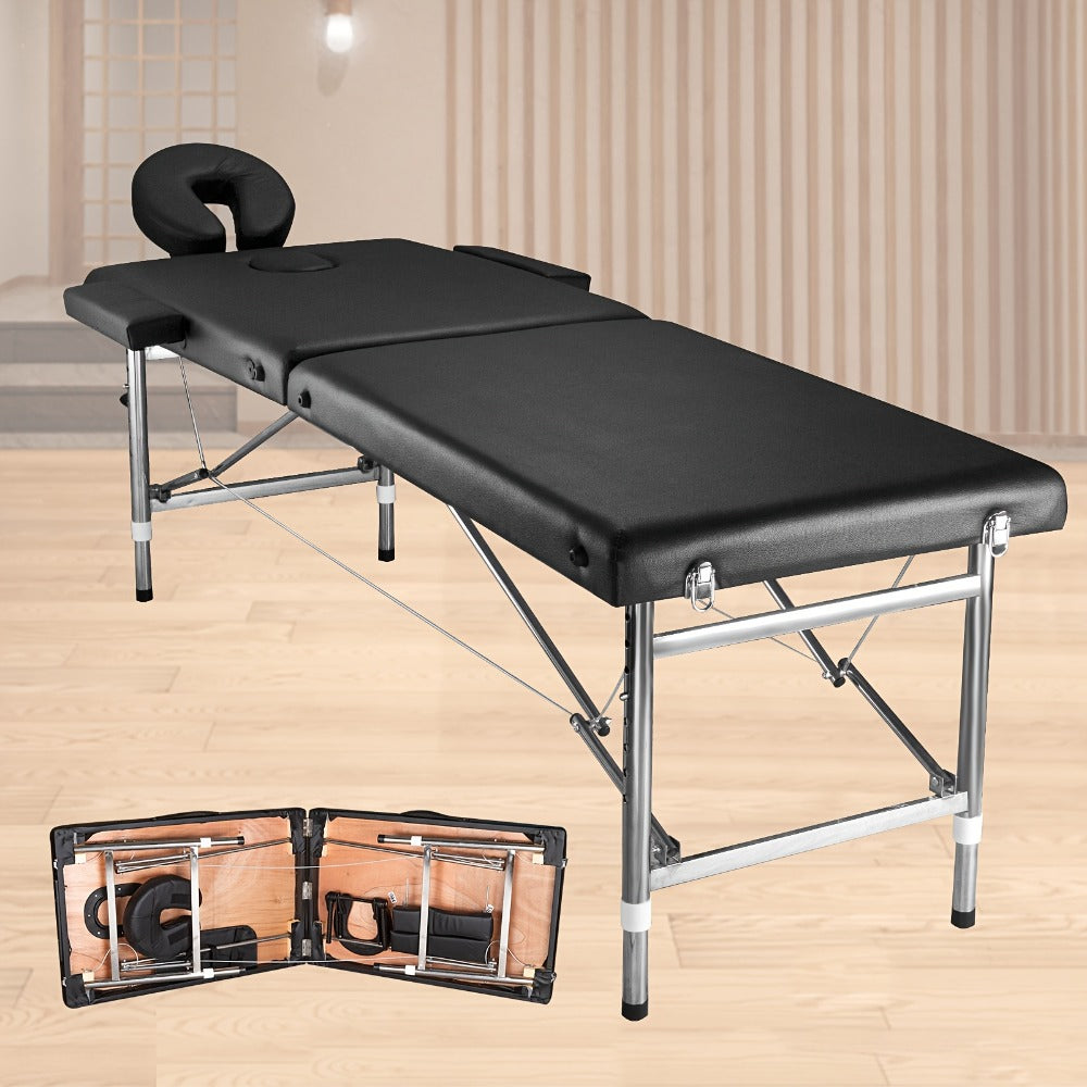 Portable Massage Table Foldable Aluminum Spa Bed, 3-Fold Adjustable Height 24" Wide Padded Treatment Bed — image 8