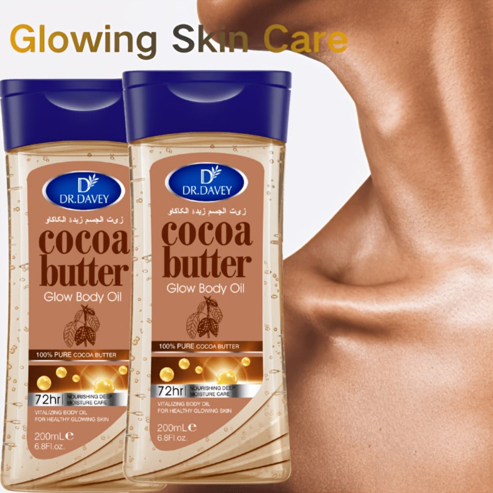Cocoa Butter Body Oil, Two-Piece Set of 200ml Flip-Top Bottles with Coordinated Brown Labels — image 4