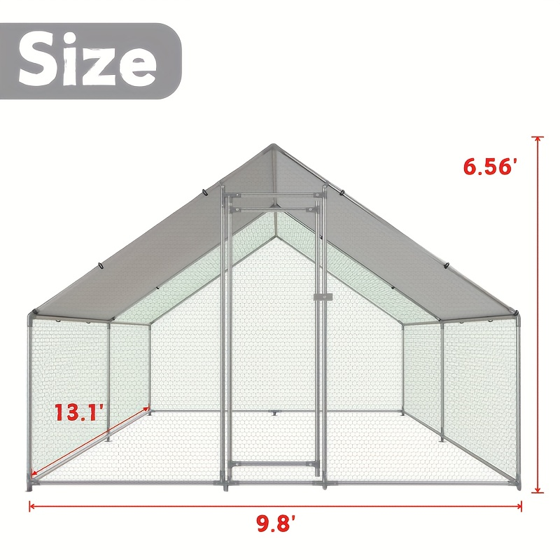 Walk-In Metal Poultry Enclosure in Six Size Options with Mesh Walls, Door and Partial Roof Cover — image 9