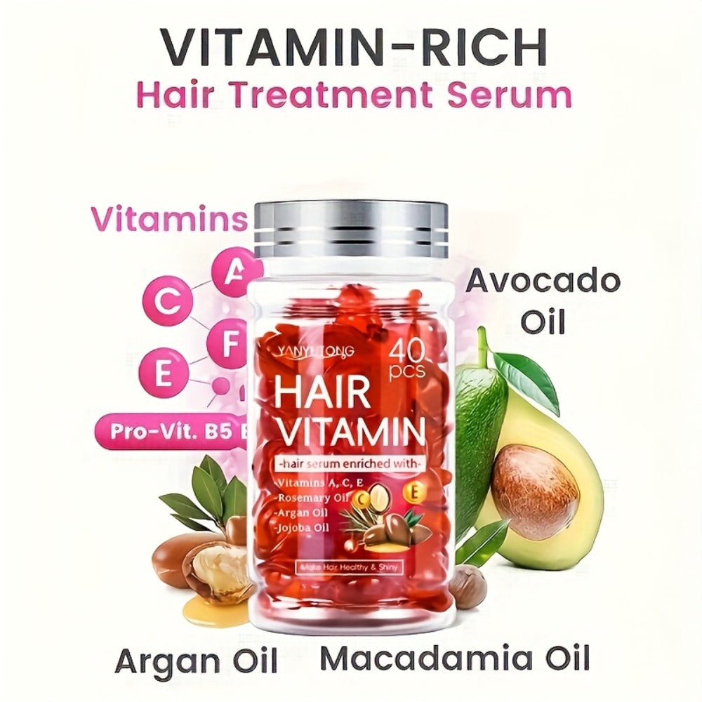 Argan Oil Hair Growth Vitamin Capsules with Keratin & Vitamins A C E B, Anti-Frizz Nourishing Hair Essence for Dry — image 4