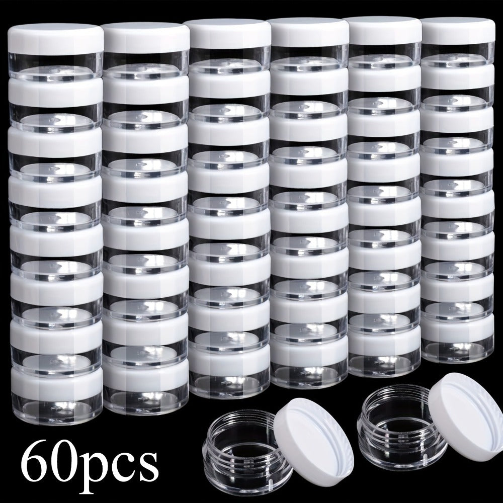 Mini Cosmetic Containers with Lids 60 Pack – 5g Small Round Plastic Sample Jars for Travel, Lip Balm, Lotion, Cream & DIY Bea