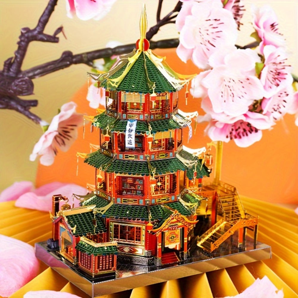 Chinese Street View Metal Model Kit, MU 3D Puzzle Traditional Architecture, Tianloc Pavilion Chiya Chai Tea House Drunk Xiao 
