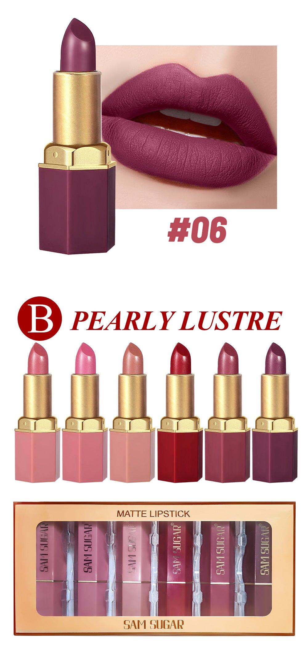 6-piece Lipstick Pearl Velvet Lipstick Set