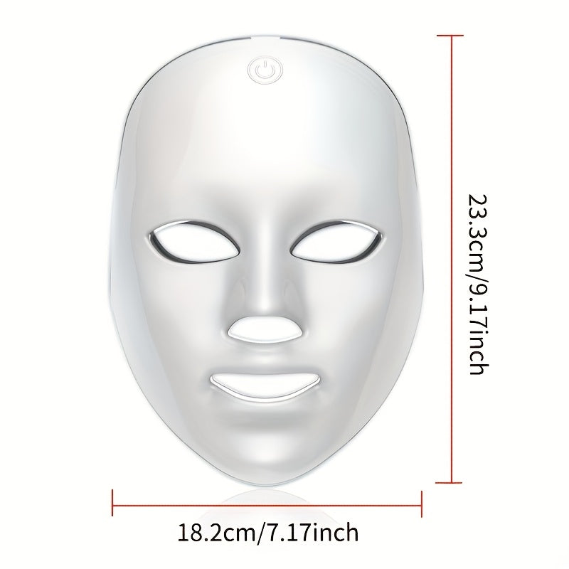 LED Light Therapy Face Mask 7 Color Photon Skin Rejuvenation - Acne Treatment Wrinkle for Bath Time, Home Spa and Personal Ca
