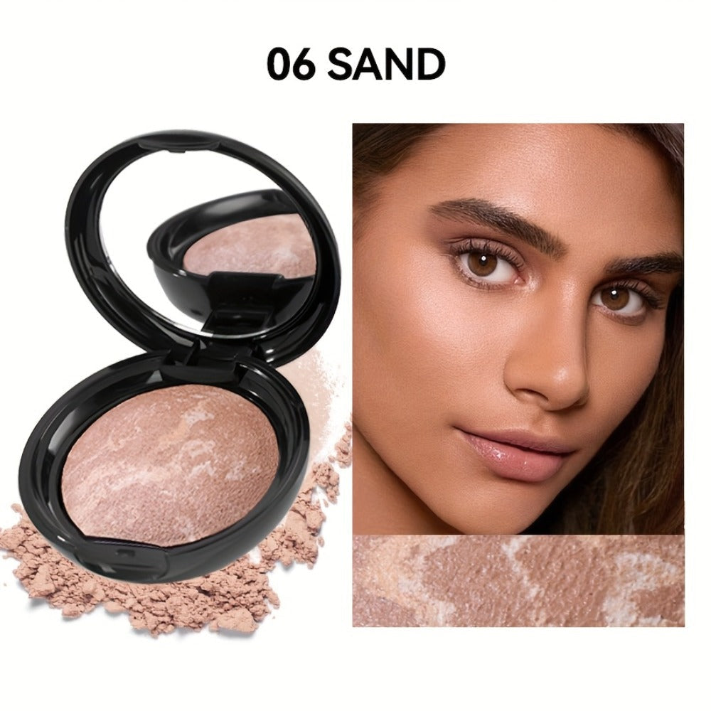 Marbled Pressed Powder Foundation Compact with Mirror in Six Shade Labels from Rose to Sand — image 13