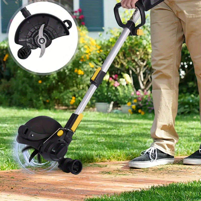 Electric Lawn Mower Cordless 110-240V Lithium-Ion Battery 4A Power with LCD Display Adjustable Cutting for Garden, Patio and 