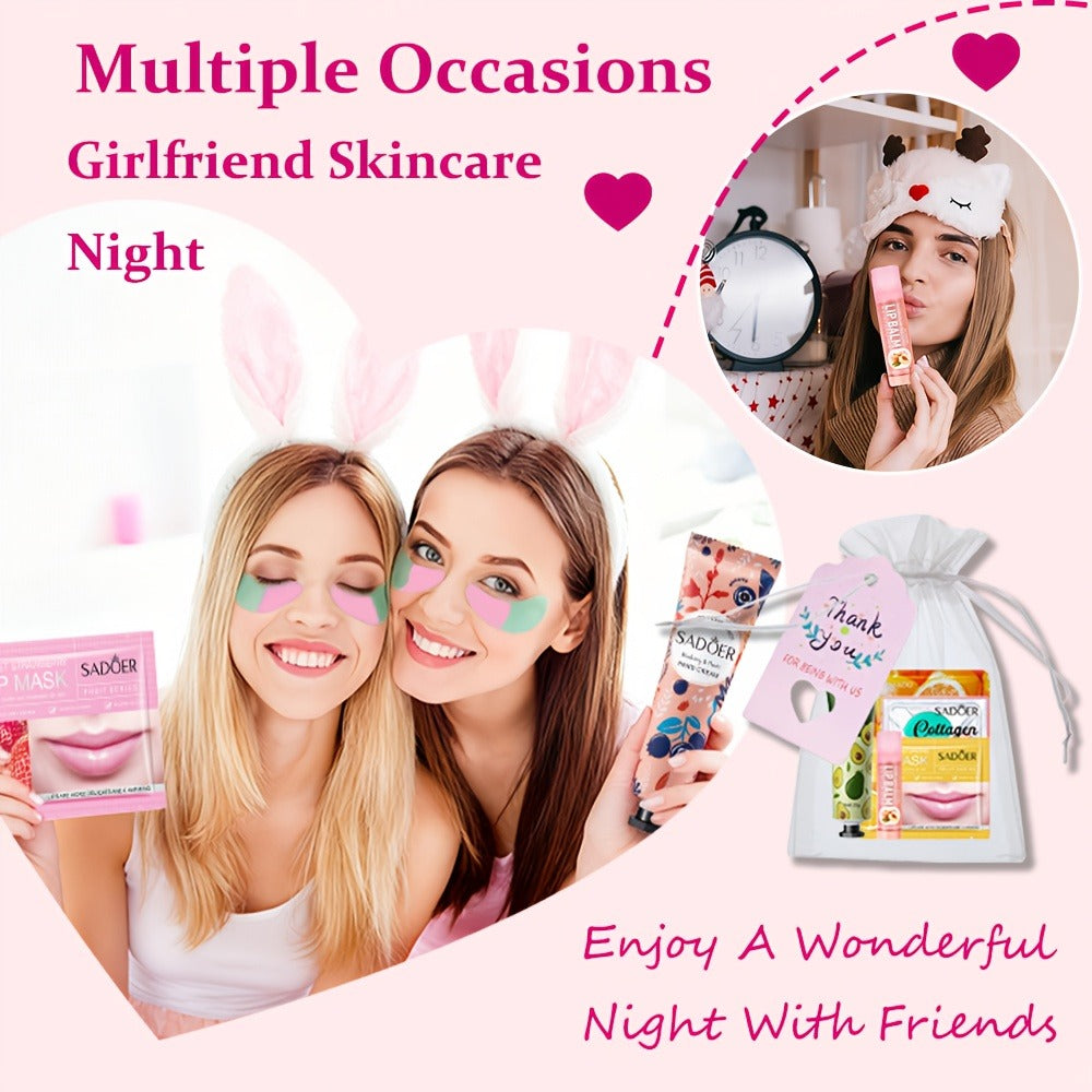 30-Piece Fruit-Themed Skincare Gift Set with Colorful Tubes, Mask Packets, Small Containers and Pink Zip Pouch — image 2
