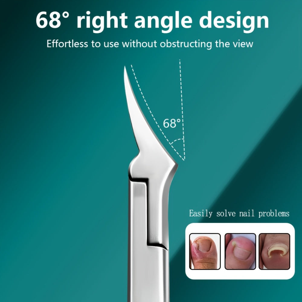 4CR13 Stainless-Steel Nail Clipper with Extended 68-Degree Right-Angle Blade and Silver Finish — image 3