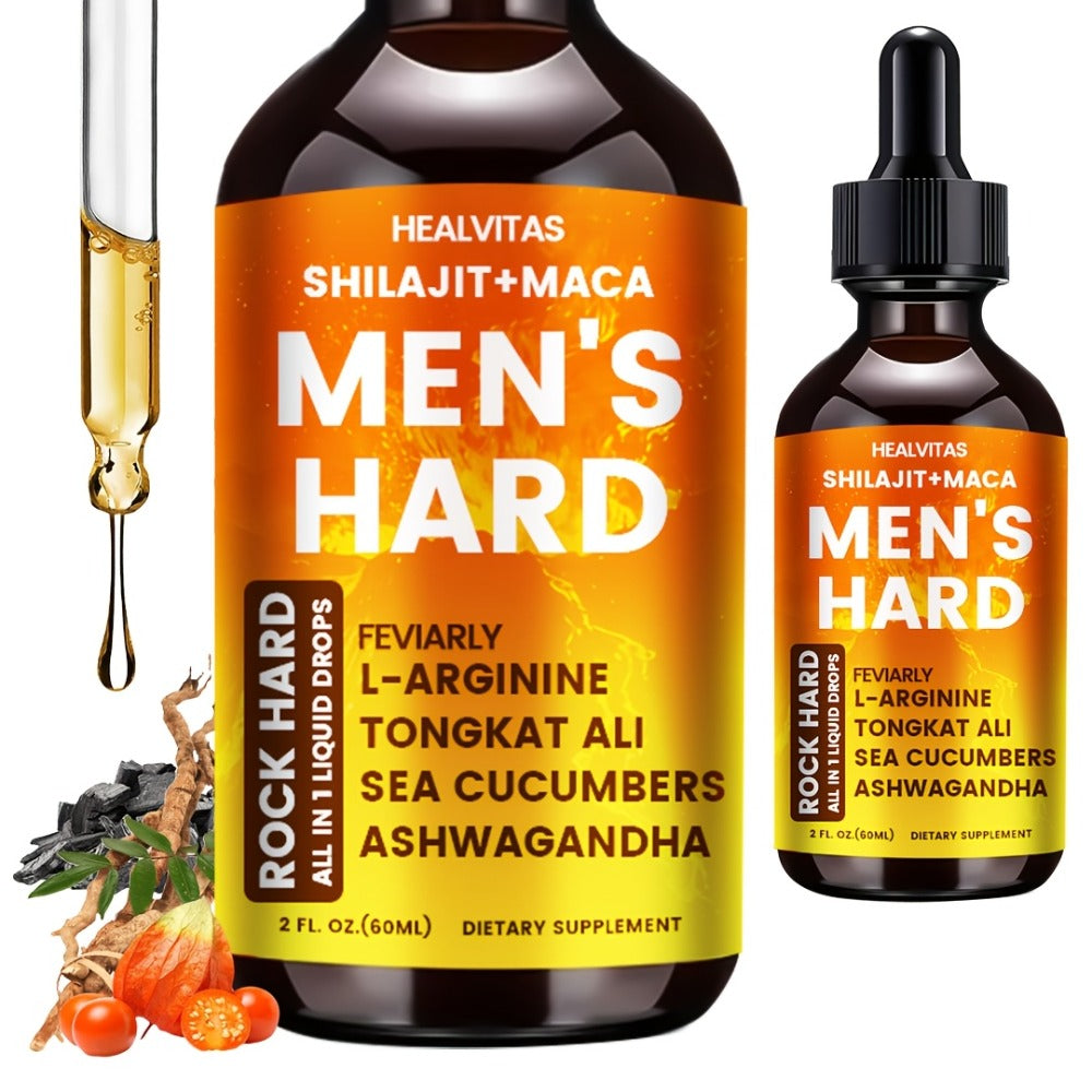 Shilajit and Maca Men's Health Supplement Liquid Drops in One Labeled 2.03 fl oz Dropper Bottle — image 1