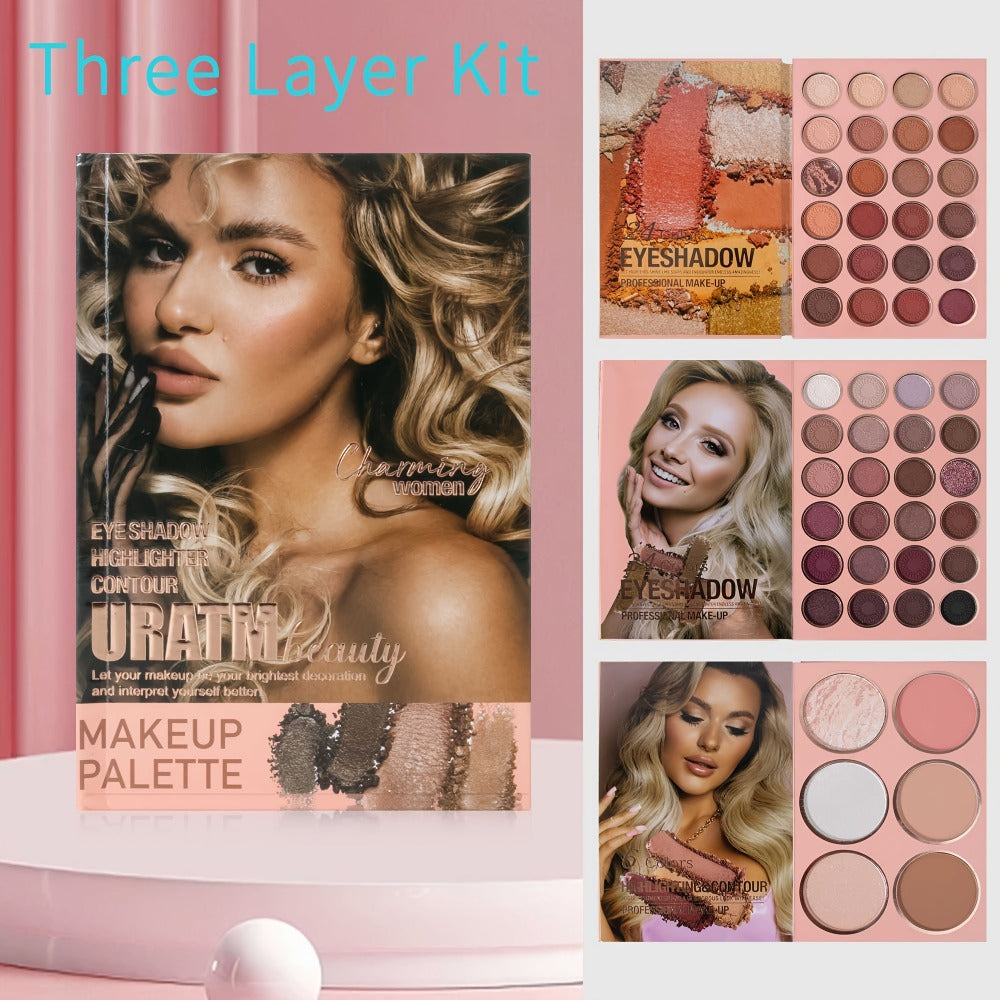 Eyeshadow Palette Book Style SHCOETY 4-in-11 Makeup Kit, 24-Color Eyeshadow + 6-Color Highlighter + 6-Color Blush + 7-Color C