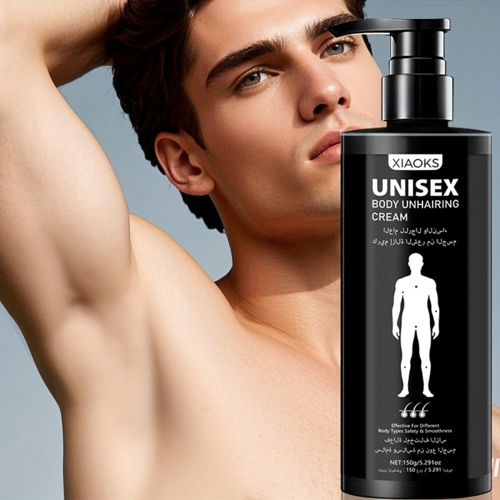 Hair Removal Cream XIAOKS 150g Black Pump Bottle with Carton for External Chest Back and Body Grooming — image 6