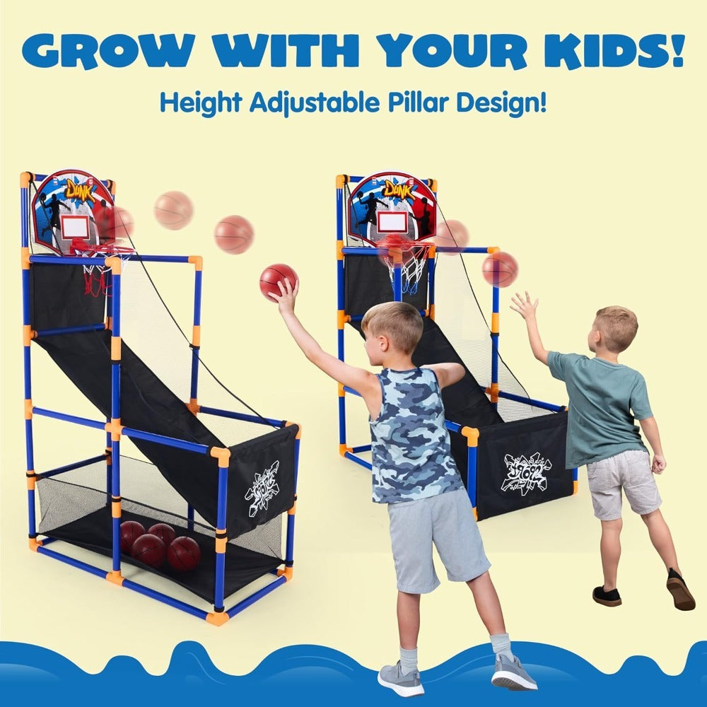 Kids Adjustable Basketball Hoop Set Arcade-Style Stand 4 Balls Air Pump with the Listed Color, Size or Set Options for Everyd