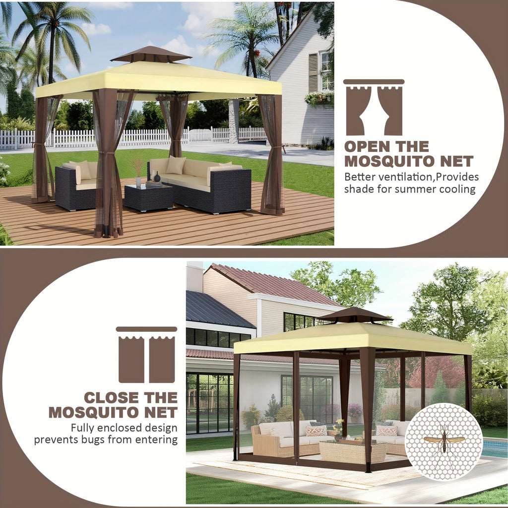 Gazebo with Mosquito Netting Steel Frame, Backyard Garden BBQ Party for Grilling, Camping and Outdoor Meals — image 5