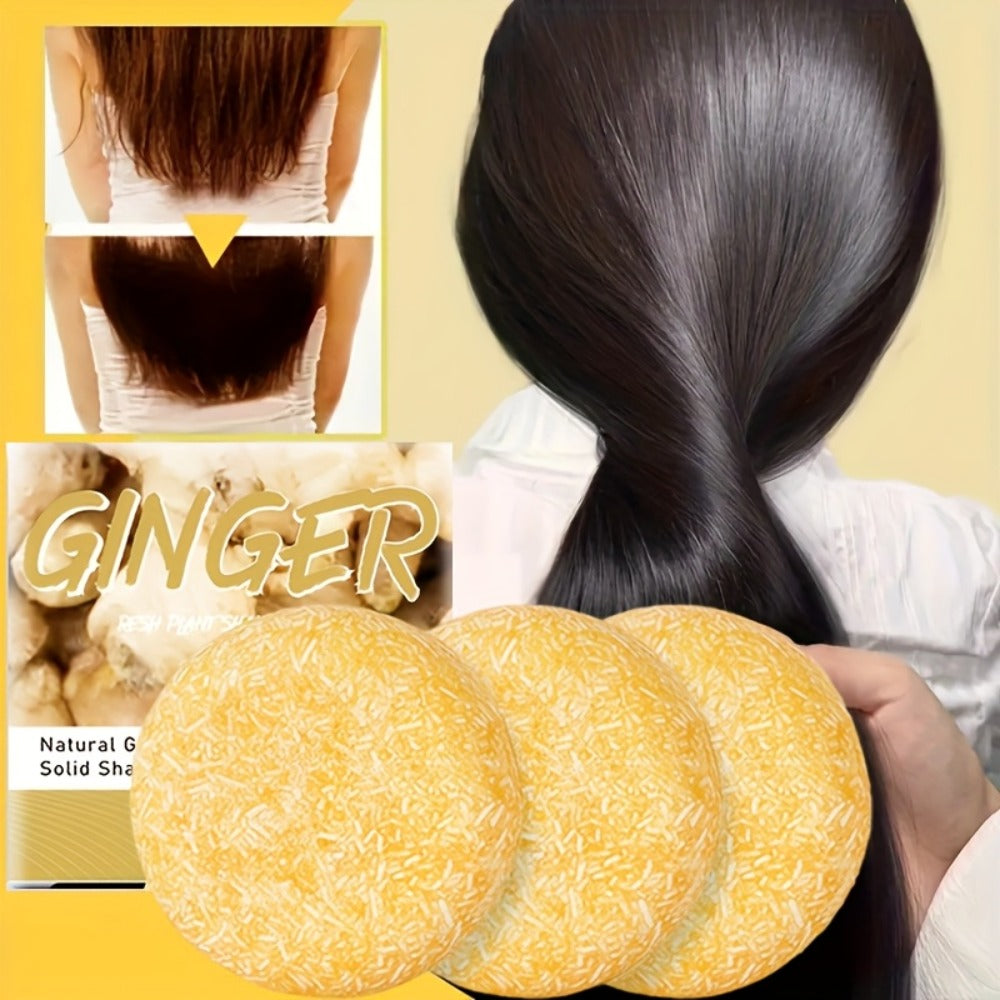 Ginger Shampoo Bar 3pcs × 60g – Natural Handmade Solid Shampoo Bar, Sulfate-Free, Paraben-Free & Vegan | Scalp Stimulating Gi