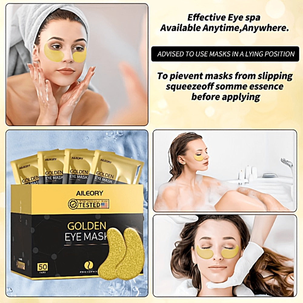 30-Pair ALIEORY Gold-Tone Under-Eye Patch Box with Individual Pouches and Collagen and Hyaluronic Acid Wording — image 7