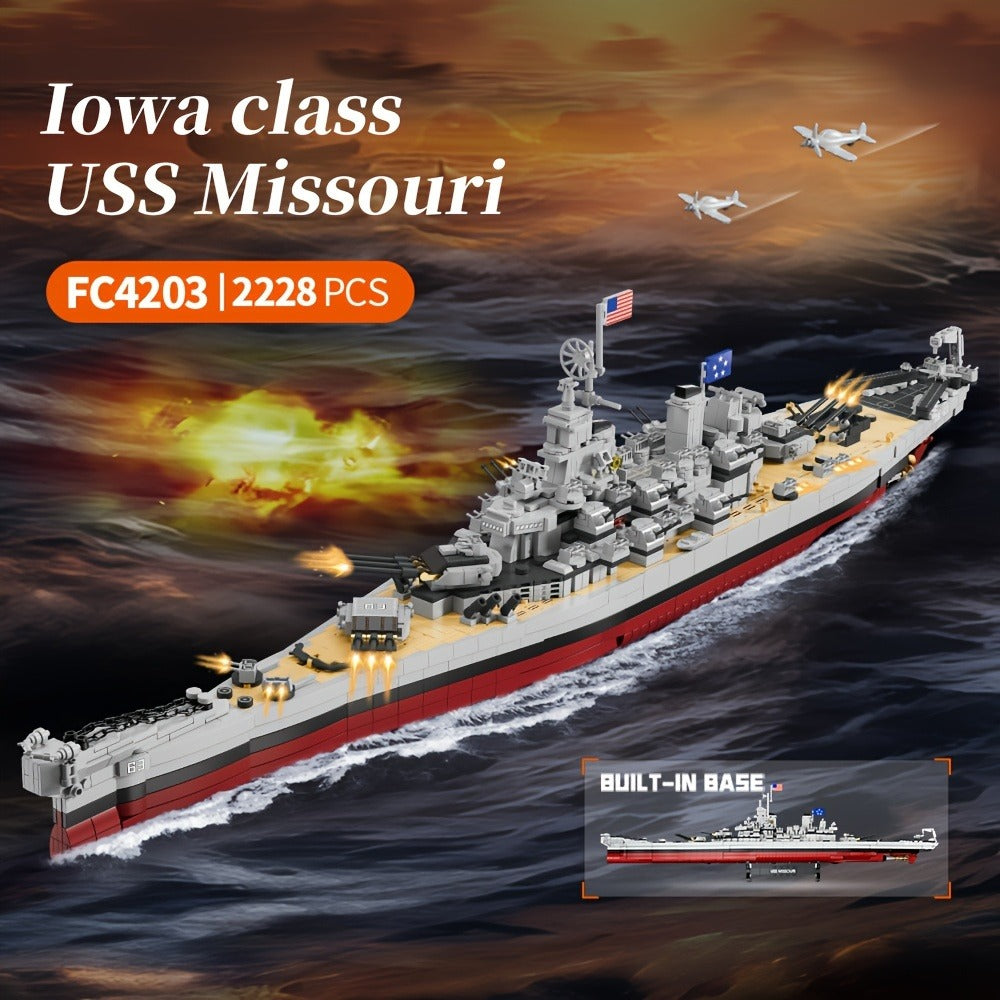 Battleship Model Building Kit 2228PCS – USS Missouri BB-63 Military Historical Warship Construction Set FC4203 — image 2