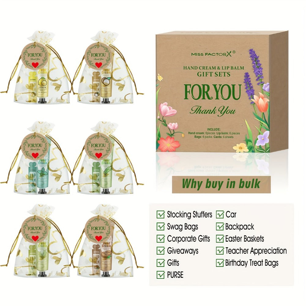 Bridal Shower Favor Set with 24 Hand Creams, Lip Balms, Thank You Cards and Heart Gift Bags — image 4