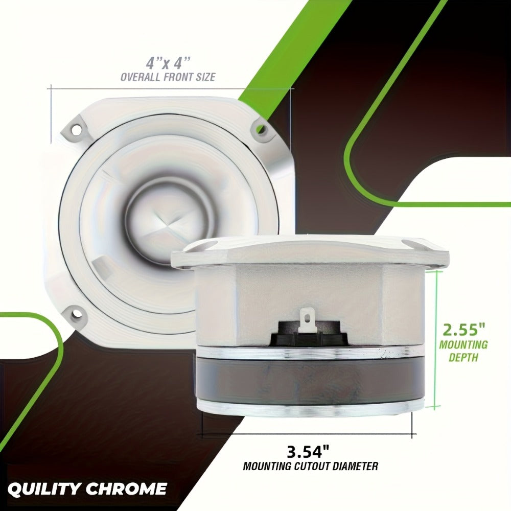 4 Inch Bullet Tweeter 600W Aluminum Frame – 6 Ohm Chrome HiFi Super Tweeter for Car Audio System, Stereo High-Frequency Speak