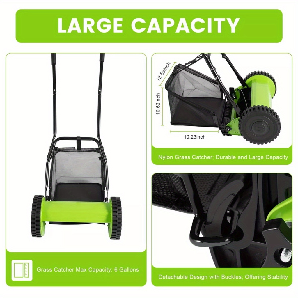 Manual Reel Lawn Mower 5-Blade Push Mower 11.8-Inch Cutting Width Adjustable Height 0.47"-1.77" for Garden, Patio and Yard Us