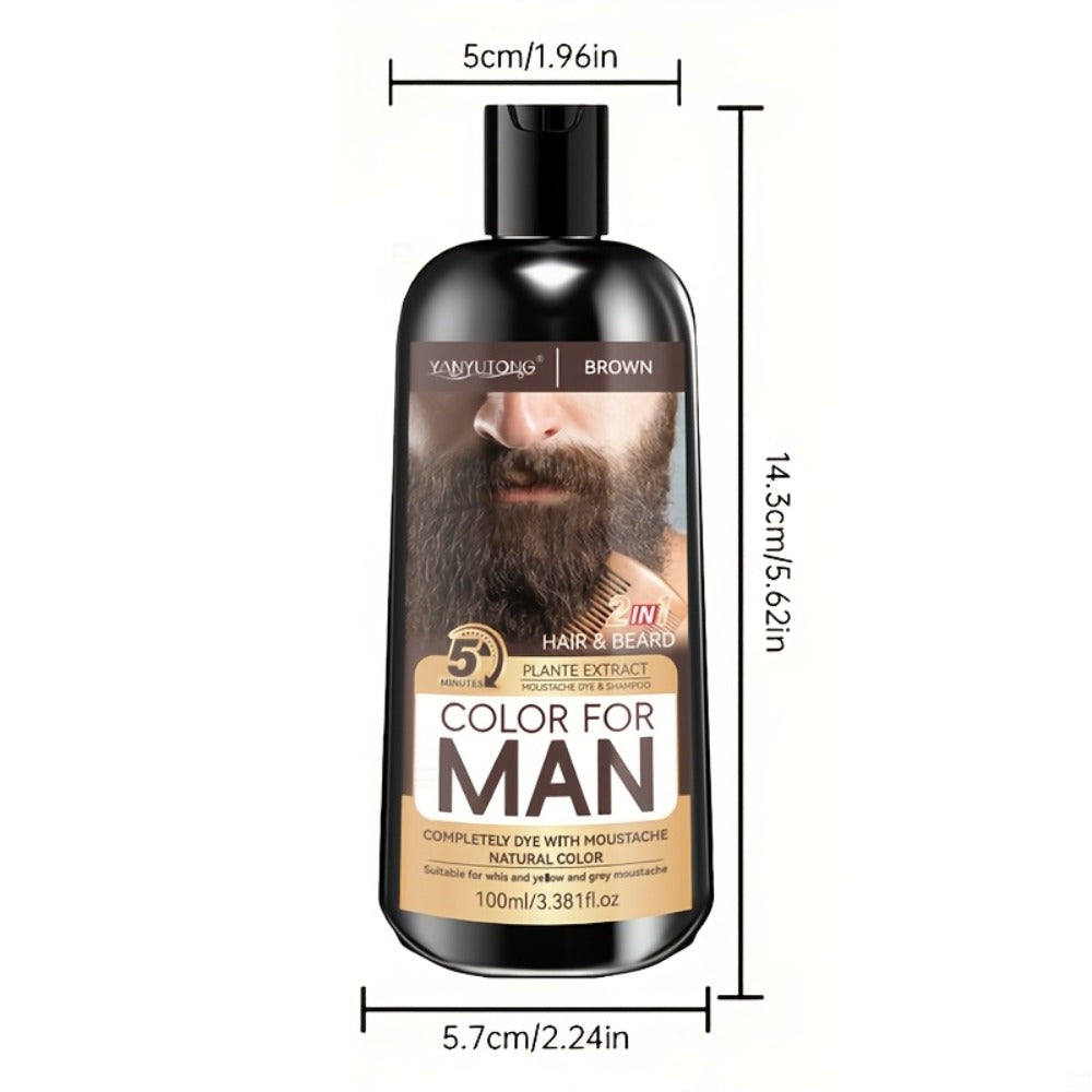 Hair Dye Shampoo, YANYUTONG Men's Beard and Hair Bottle in Black, Brown or Chestnut Brown Options — image 5