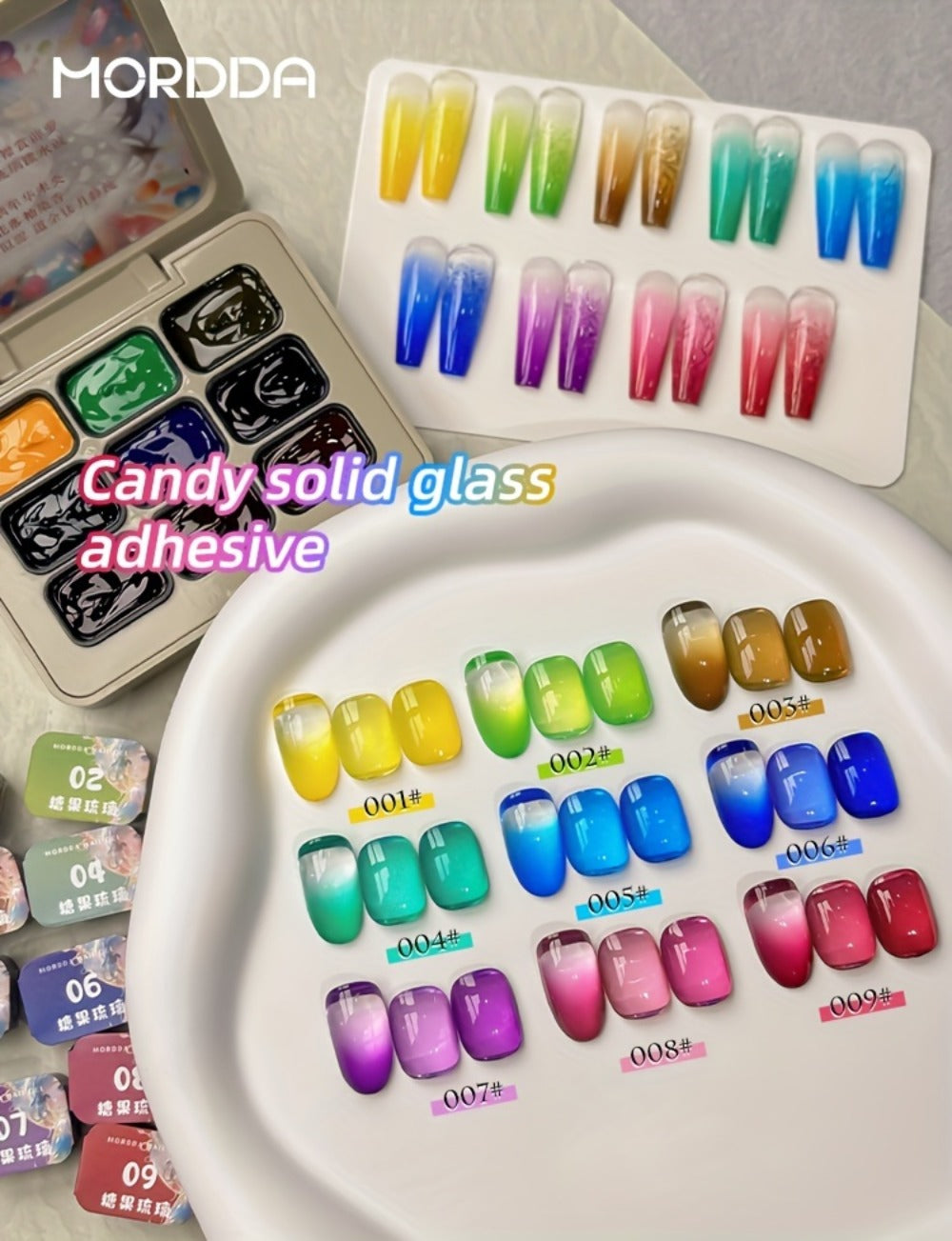 Gel Nail Polish 9-Color Candy-Glass Set with Translucent Gradient Finish and Fall-Winter Shade Palette for Nail Art — image 1