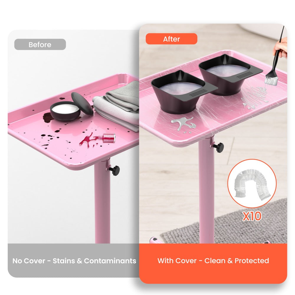 Adjustable Salon Tray Cart with 10 Disposable Covers and Gold or Pink Finish on Rolling Casters — image 10