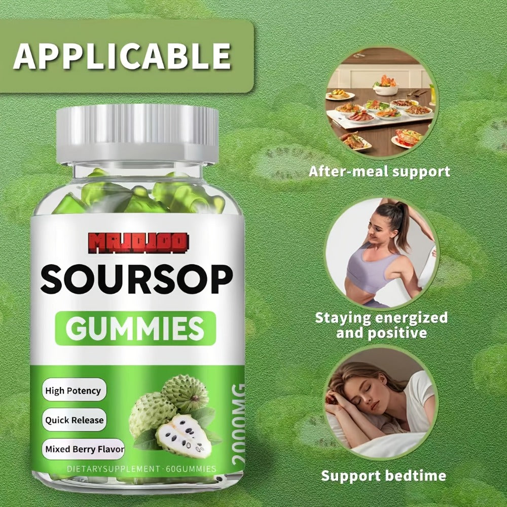 Soursop Graviola Gummies 2000mg, 60 Count Antioxidant Supplement for Men & Women, Supports Digestion & Immune Health — image 