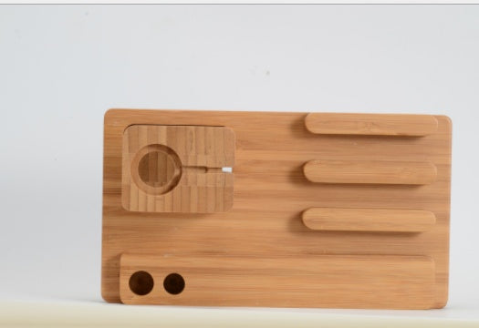 Bamboo Wood Phone & Apple Watch Charging Stand - Multi-Function Desktop Holder