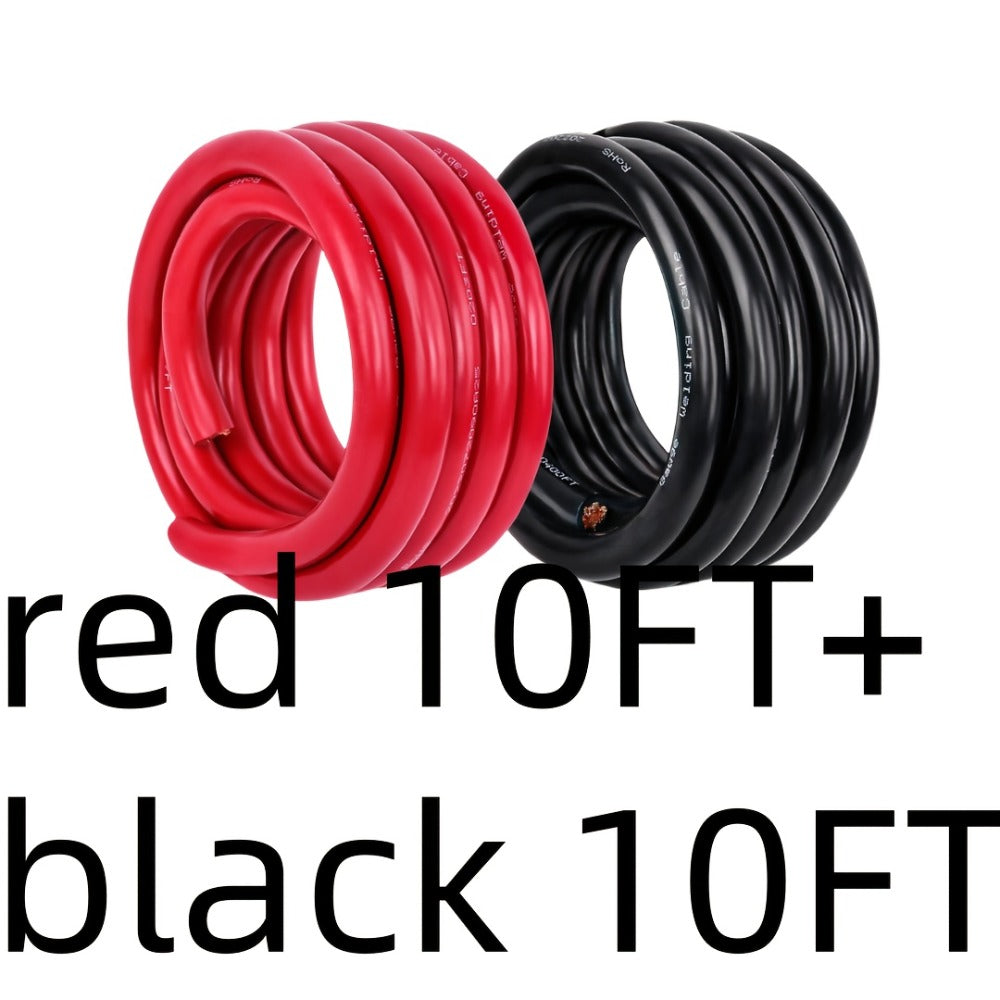 8 AWG OFC Copper Wire Cable Red & Black Set 8 Gauge Welding Cable for Automotive Battery Marine Generator Solar Wiring – 3FT 