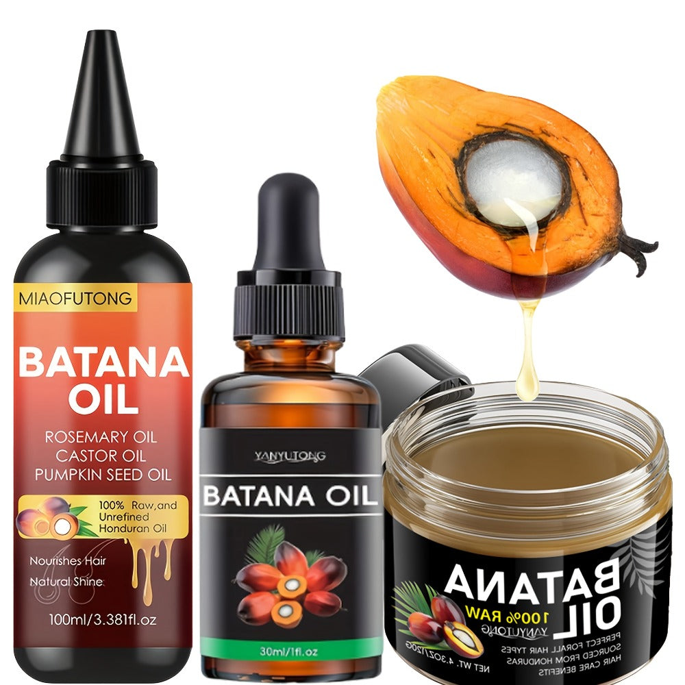 Three-Piece Batana Hair Care Kit with 3.38 oz Pointed Oil Bottle, Dropper and Cream Formats — image 9