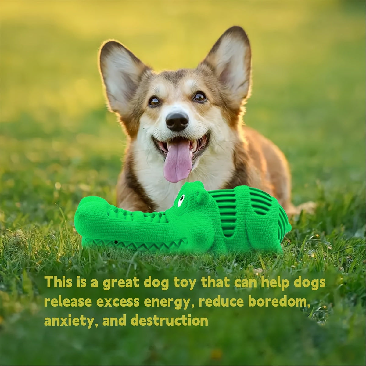 Green Crocodile Plush Dog Chew Toy with Squeaker, Textured Body and Zipper-Style Back Detail — image 3