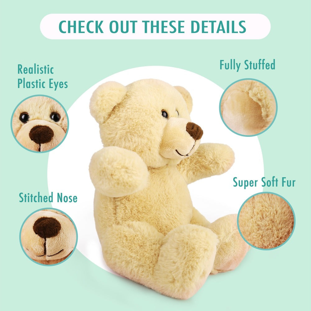 Teddy Bear Bulk Set 5 Pack 8 Inch Small Brown Plush Stuffed Animals with Safe Lock-Washer for Parties, Celebrations and Guest