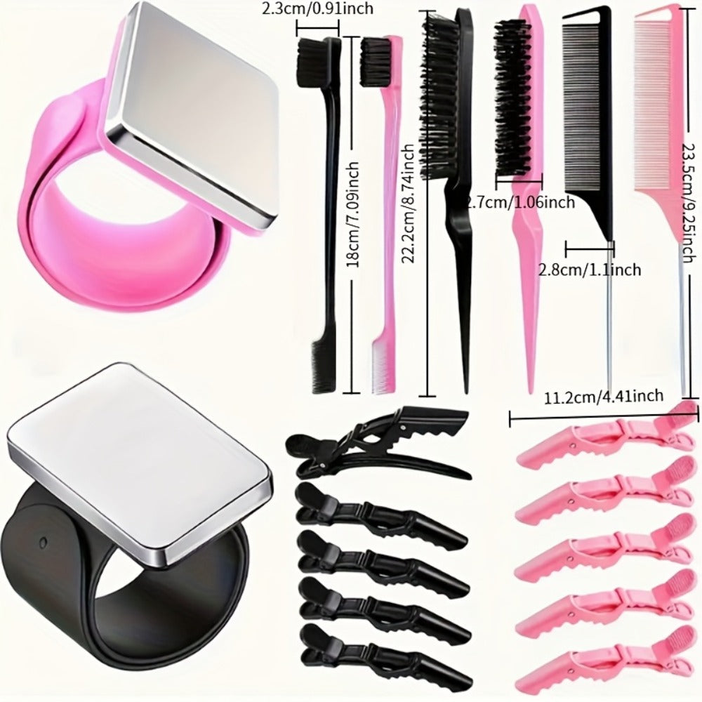 Hair Sectioning Clips 18-Piece Set with Crocodile Clips, Silicone Patting Separator & Curling Wrist Bracelet – Salon Perming 
