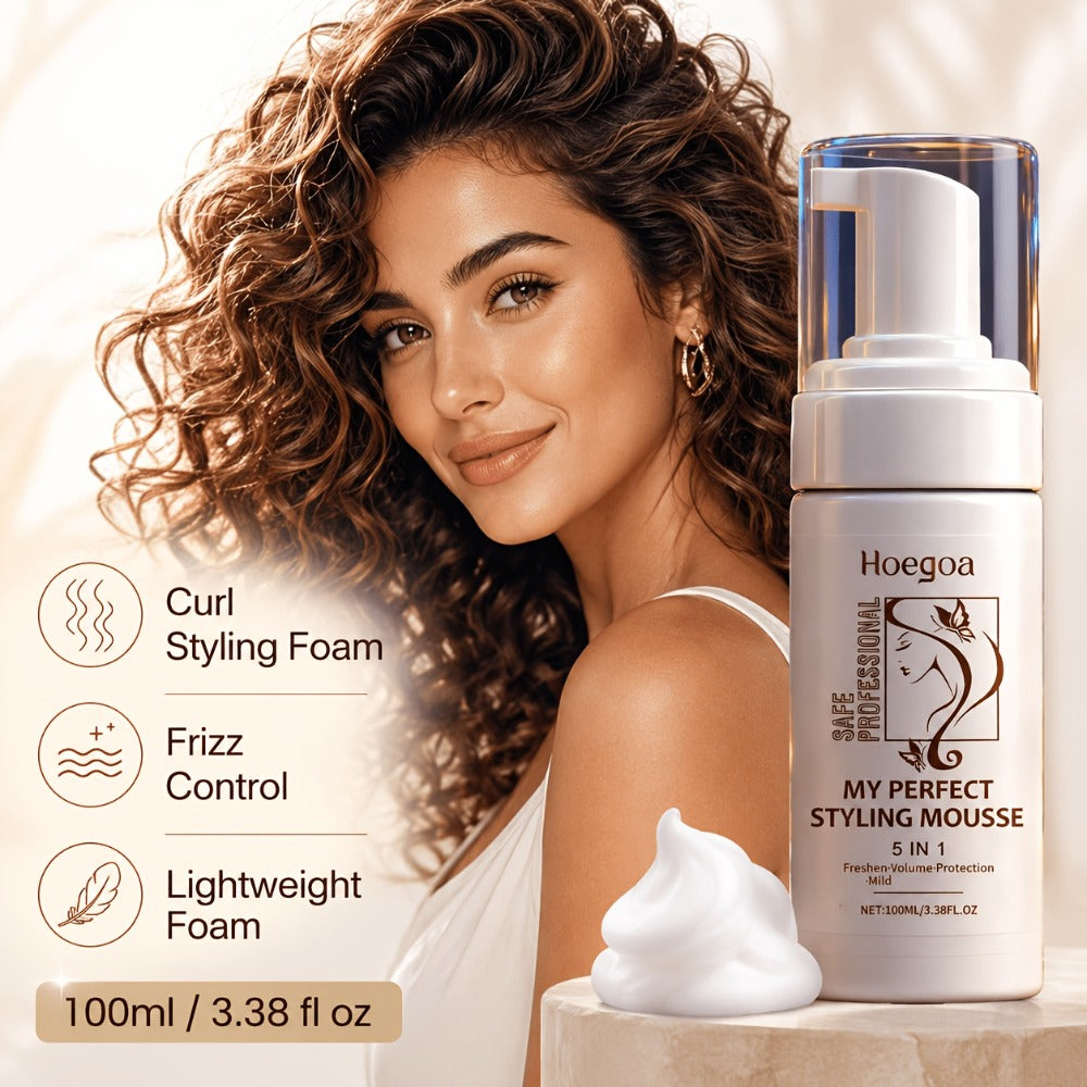 Hair Styling Mousse with Mint Extract & Hyaluronic Acid – Long-Lasting Flexible Hold, Moisturizing Mild Formula, Frizz Contro