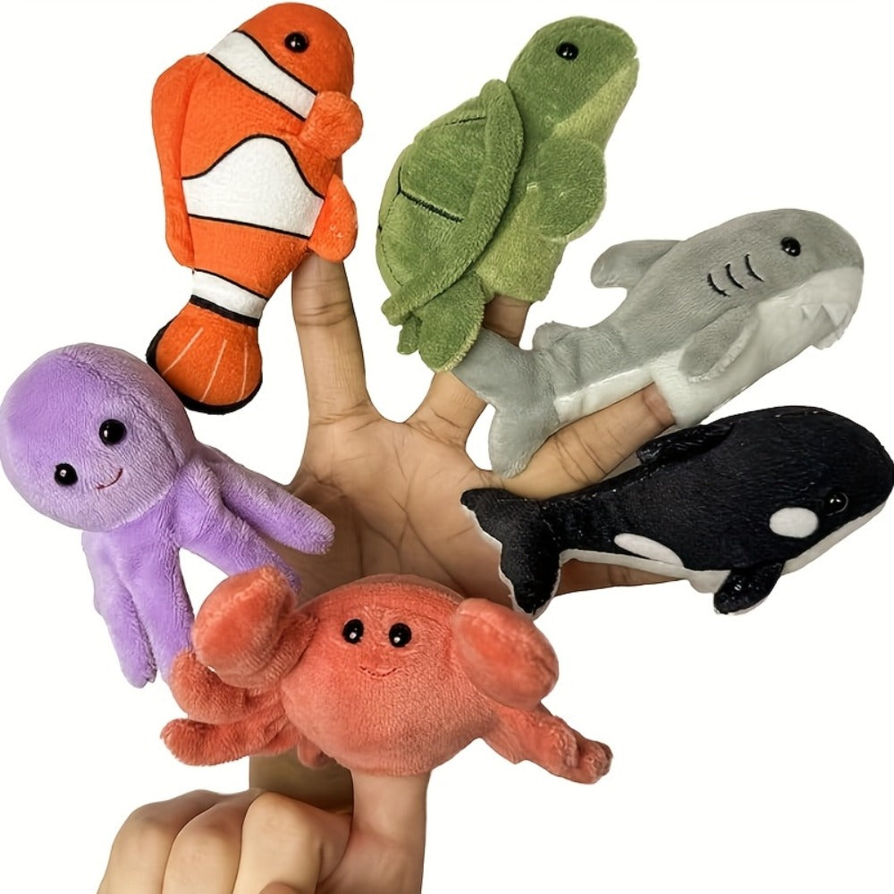 Sea Animal Finger Puppets Set 6pcs for Kids, Realistic Ocean Creature Hand Puppets for Storytelling — image 4